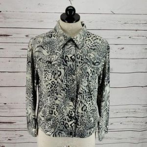 Ruby Rd. Lynx animal Print Sequined‎ sz 12 Jacket